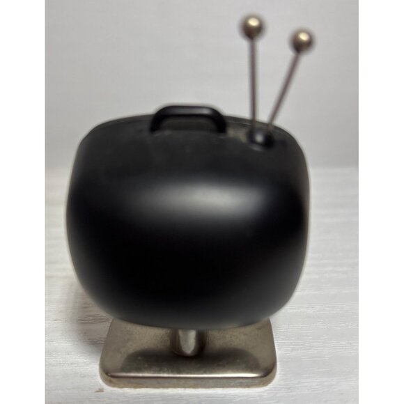 La Brea Desk Clock Retro Mini TV Pink Flower Butterfly 2" Black Silver 2 x1.5x1" - Picture 5 of 10